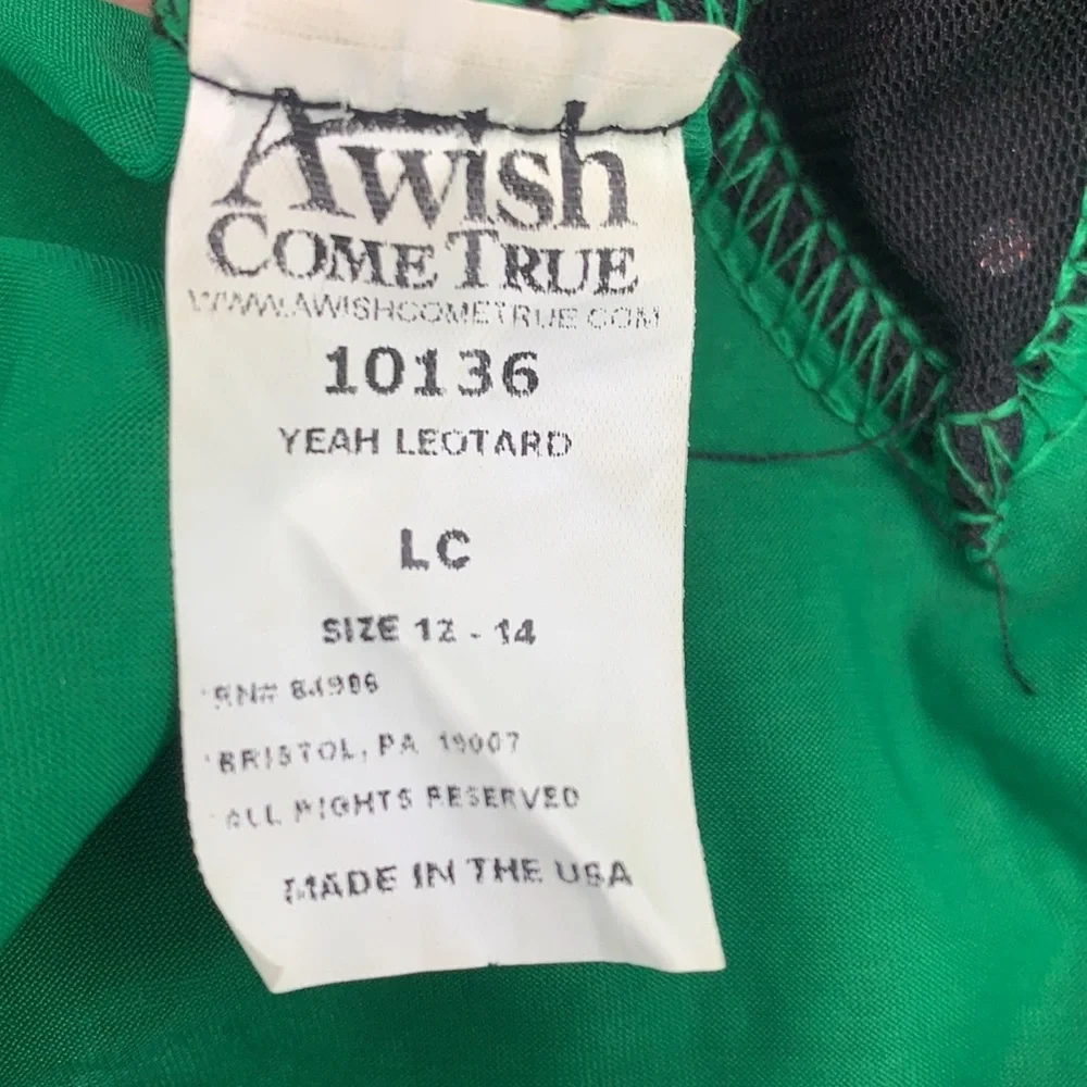 A Wish Come True Yeah! Green Black Leotard Pant Dance Costume Set Girls LC 12-14